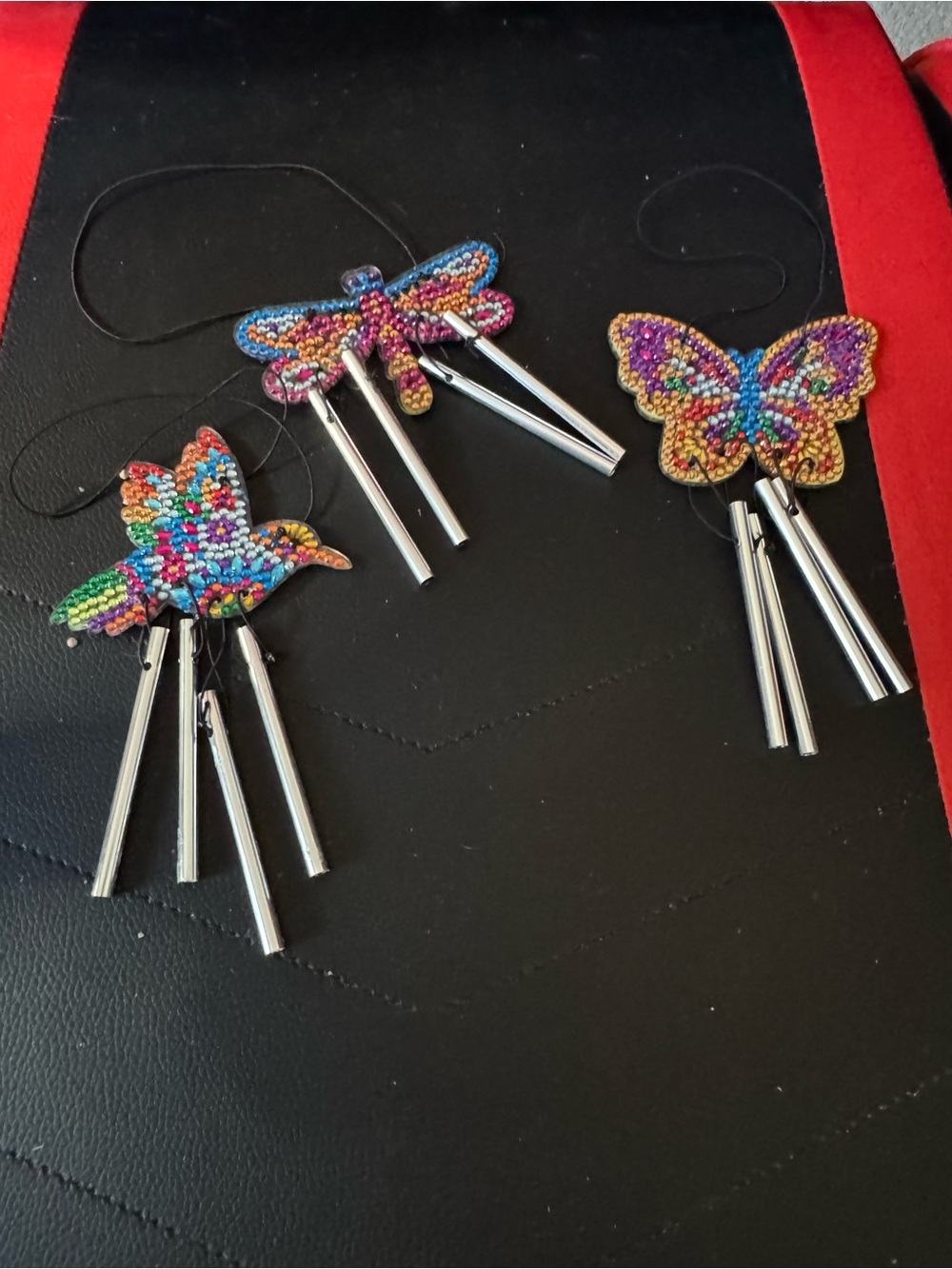 Diamond Art Butterfly, Bird & Dragonfly wind chimes completed